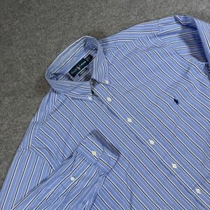Ralph Lauren Shirt Mens 2XLT Blue Striped Classic Fit Button Down Long Sleeve